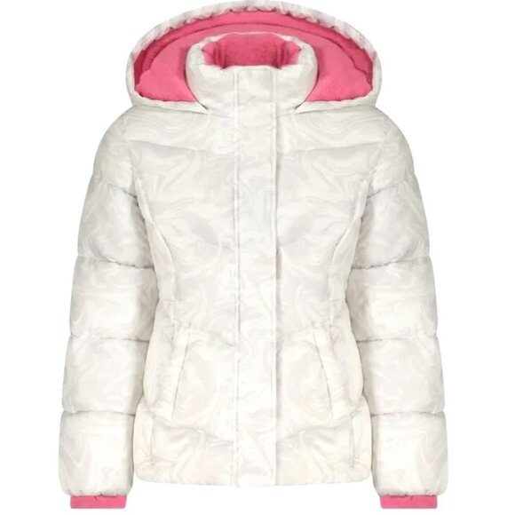 CB SPORTS ARTIC ALL WEATHER GIRL'S WHITE & GRAY MARBLE PUFFER COAT SZ LARGE NWT - Picture 1 of 6